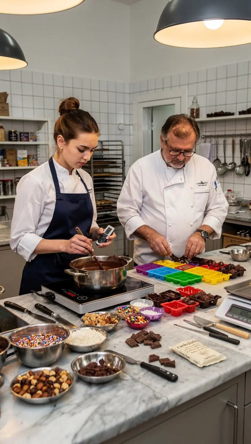 Különböző torták szépen díszített sorozata, amelyek az édességek művészetét tükrözik.